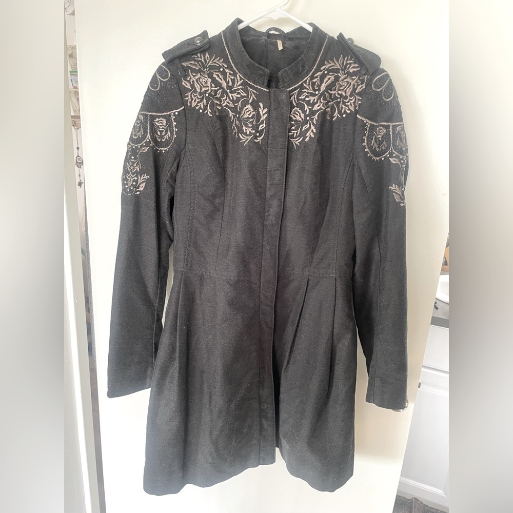 Free People women’s Gray Military Jacket Sz 12